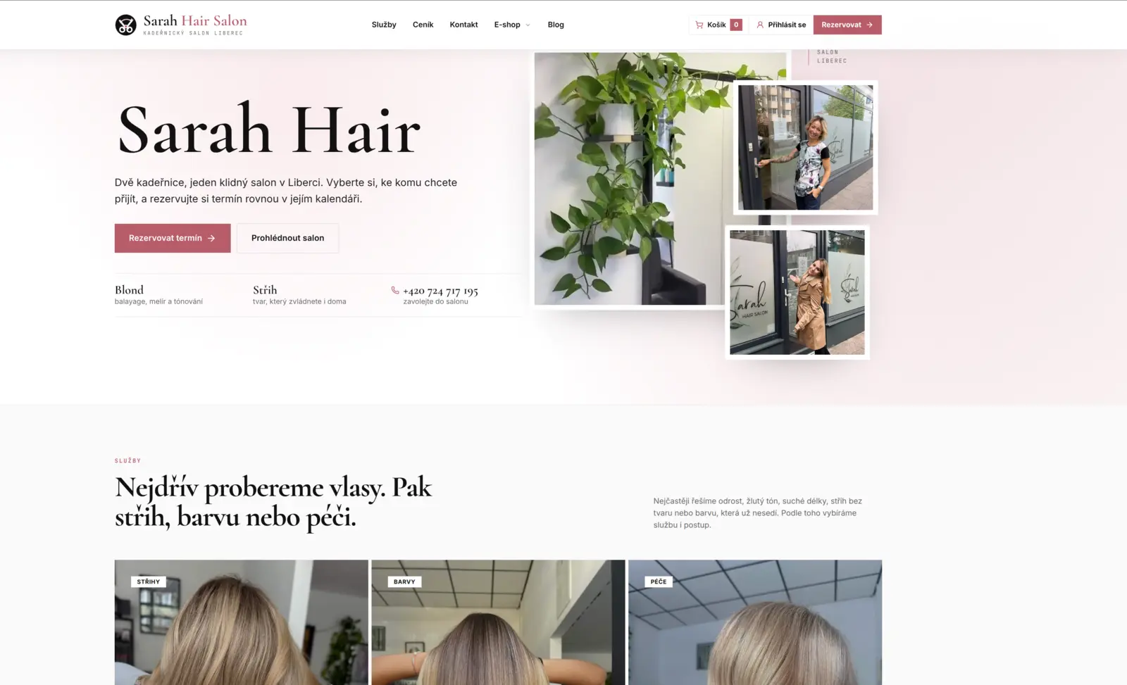 Sarah-Hair.cz — náhled projektu